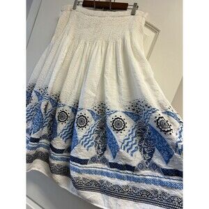 Coldwater Skirt Medium Boho Midi Flowy Peasant Mandala Resort Smocked Waist Folk